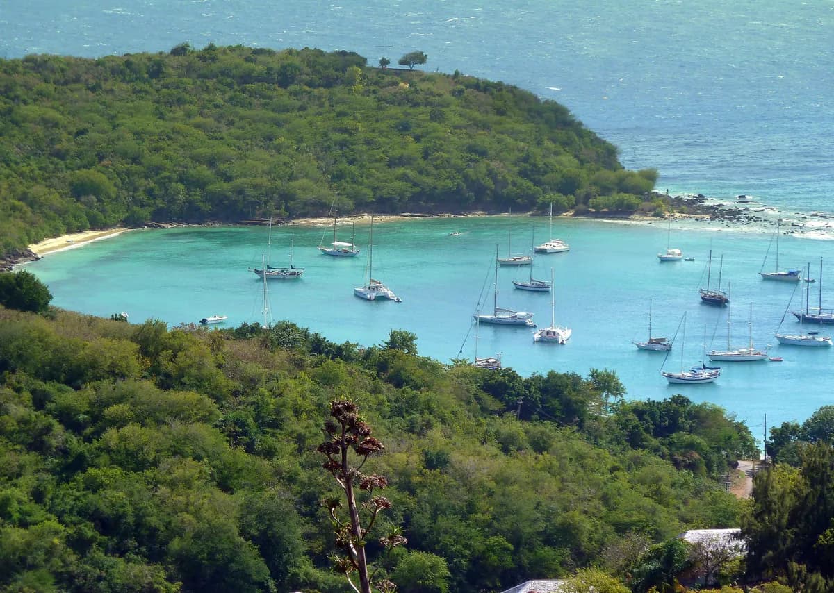 The bay beside Galleon Beach seen from Dow's Hill, Antigua